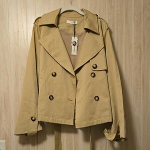 Commense Double-Breasted Short Trench Coat